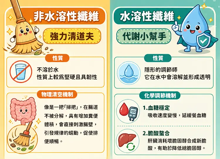 非水溶性纖維與水溶性纖維的比較